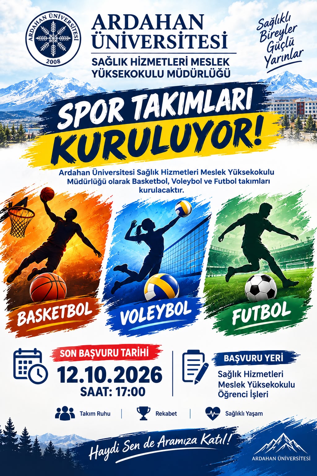 🏆 Sağlık Hizmetleri Meslek Yüksekokulunda Spor Takımları Kuruluyor!